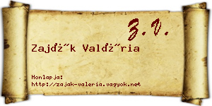 Zaják Valéria névjegykártya